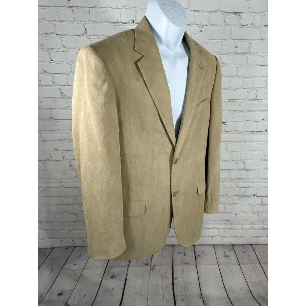 Andrew Fezza Beige Corduroy Two Button Blazer Jacket Men’s 40R